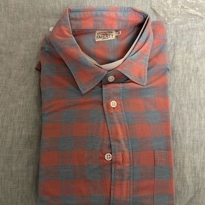 Faherty men’s large button down pink and blue check